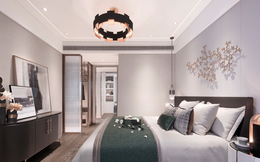 轻奢风格室内家装案例效果图-卧室 轻奢风格室内家装案例效果图-卧室