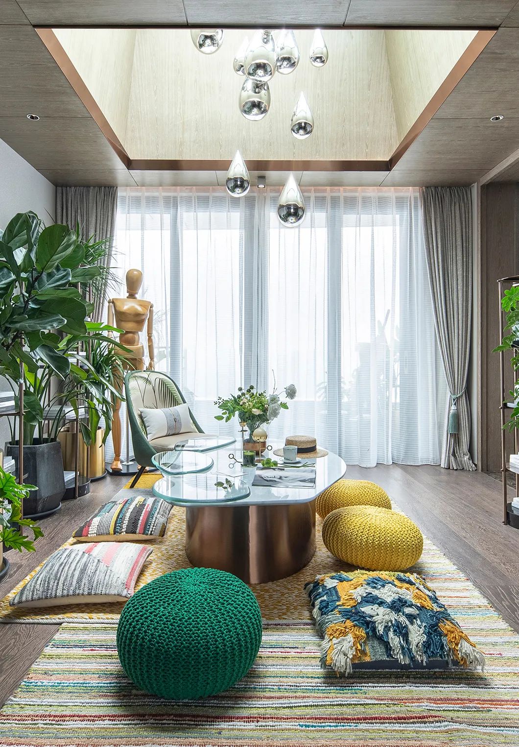 装修案例新中式风格复式装修效果图-茶几 装修案例新中式风格复式装修效果图-茶几