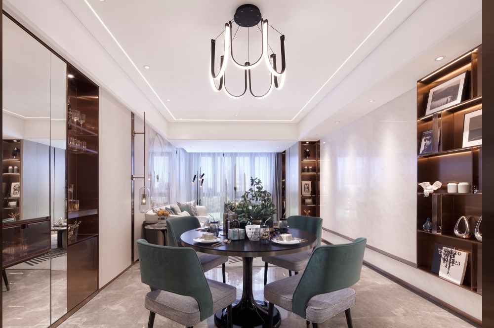 轻奢风格室内家装案例效果图-餐厅 轻奢风格室内家装案例效果图-餐厅