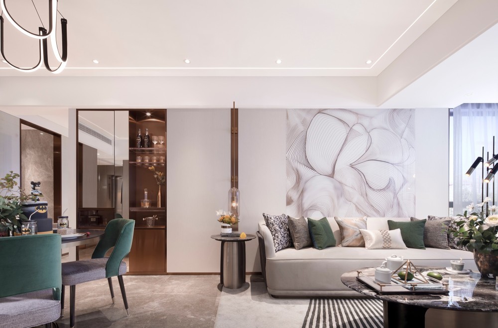 轻奢风格室内家装案例效果图-客厅 轻奢风格室内家装案例效果图-客厅