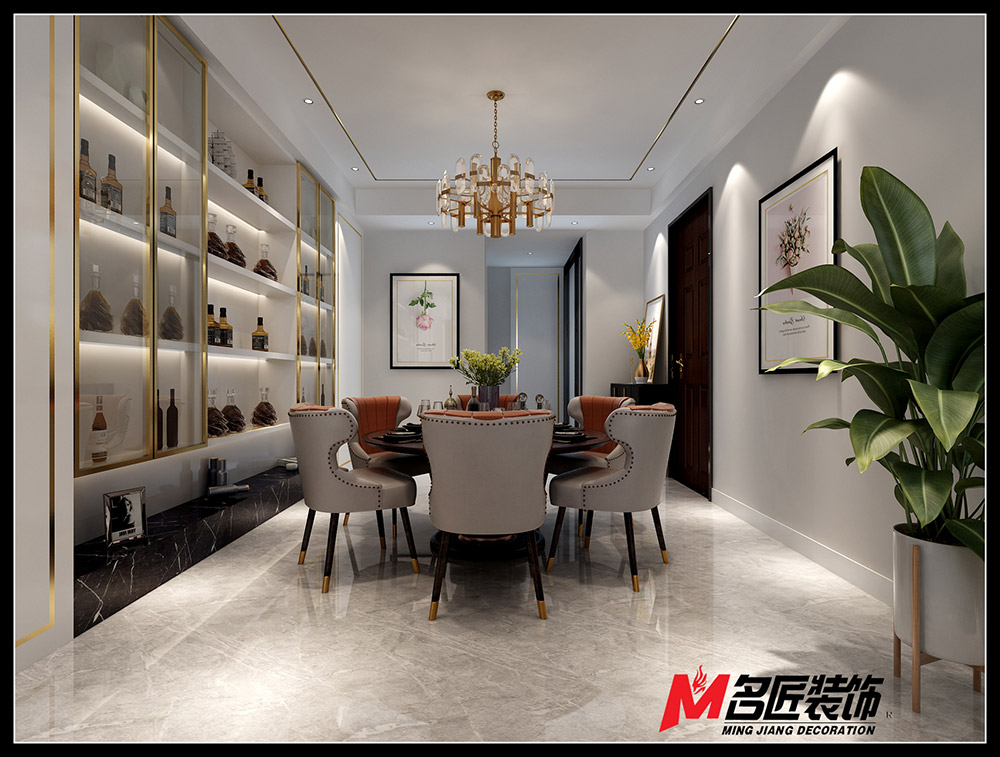 轻奢风格室内装修效果图-洋洪小区三居120平米-餐厅 轻奢风格室内装修效果图-洋洪小区三居120平米-餐厅